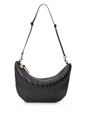 Clare V Lune Black Woven Zig-Zag Shoulder Bag